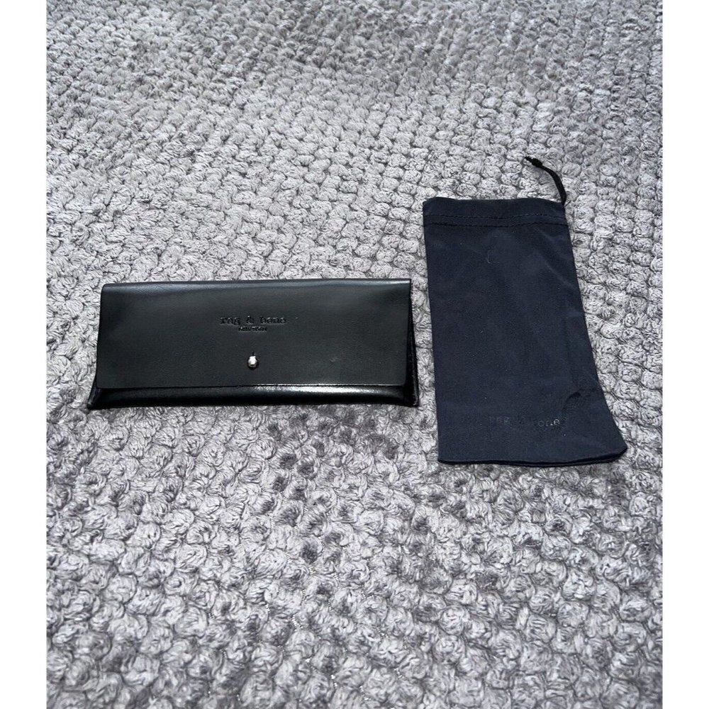 RAG & BONE New York Black Leather Glasses Case Pouch Button Case W/Dust Bag